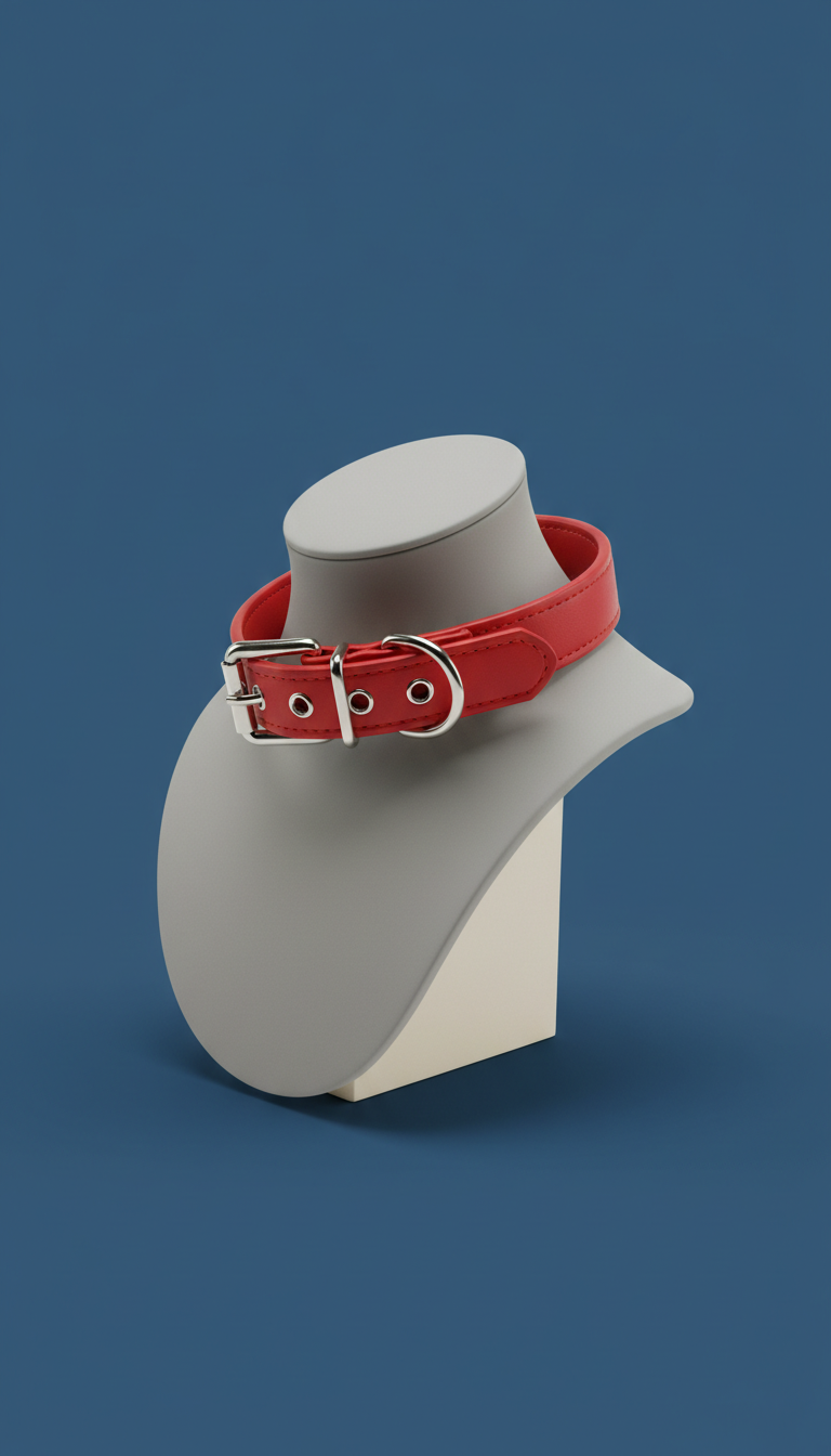 Signal Red leather collar