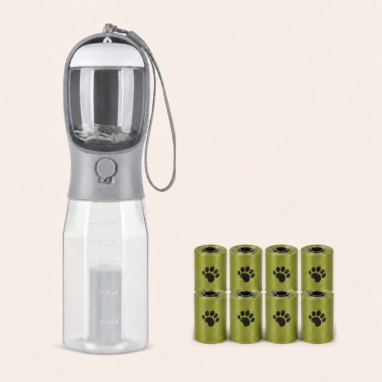 ORELIS 600ml Gray bottle with 8 extra waste-bag rolls