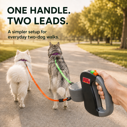 ORELIS Dual Retractable Dog Leash for Two Dogs