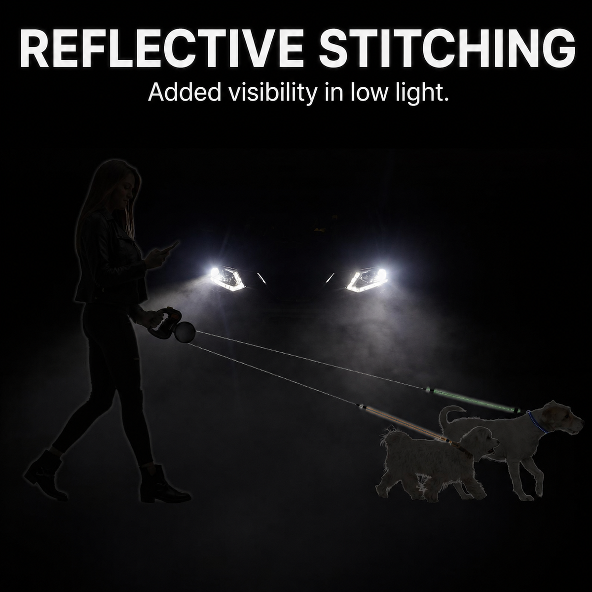 ORELIS Dual Retractable Dog Leash for Two Dogs