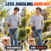Two separate leash handles compared with one DUOROVE handle