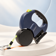 Navy DUOROVE 3-in-1 dual retractable dog leash with two reflective leads