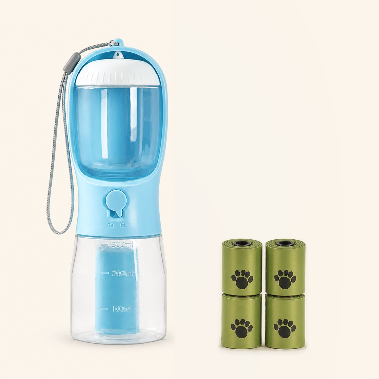 ORELIS 300ml Blue bottle with 4 extra waste-bag rolls