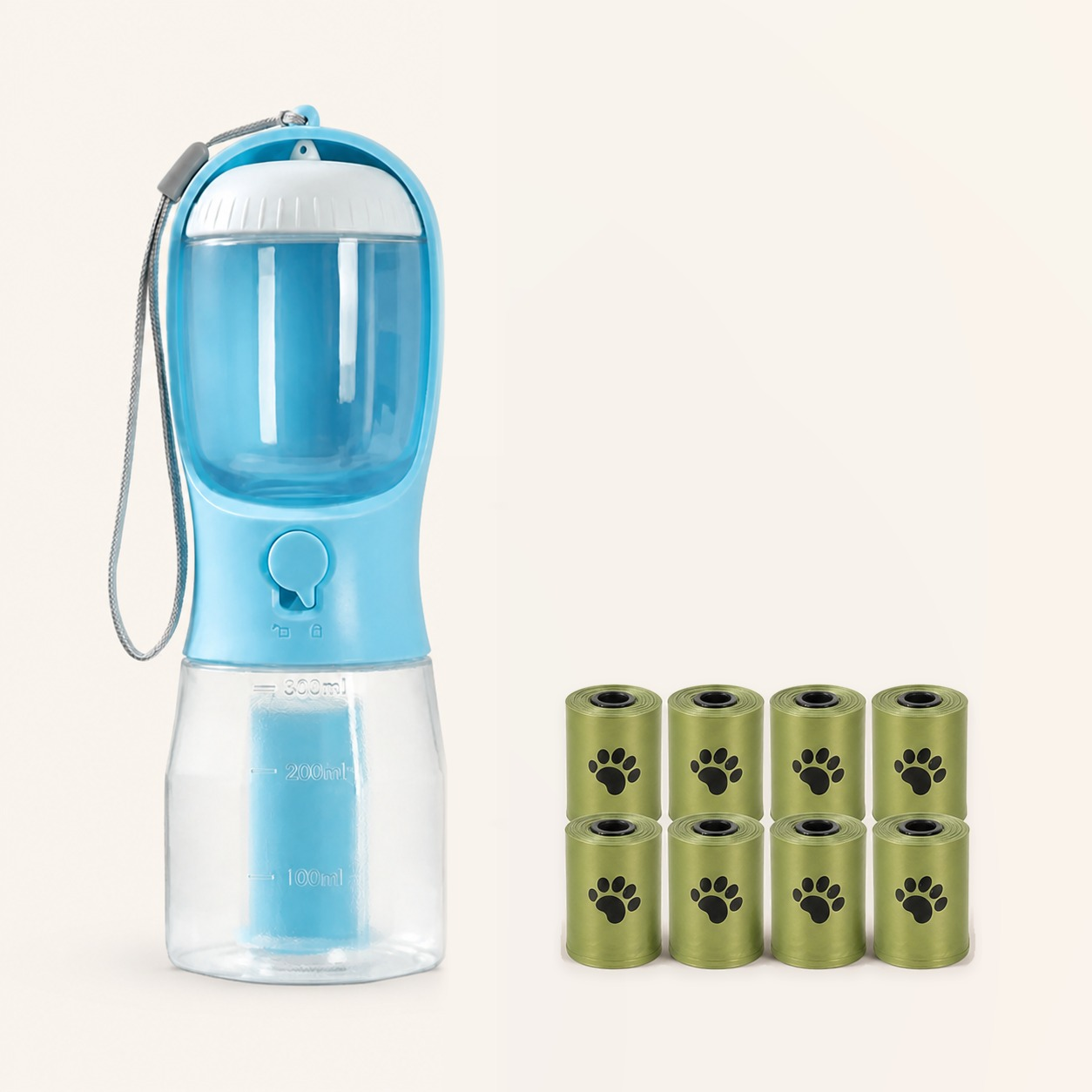 ORELIS 300ml Blue bottle with 8 extra waste-bag rolls