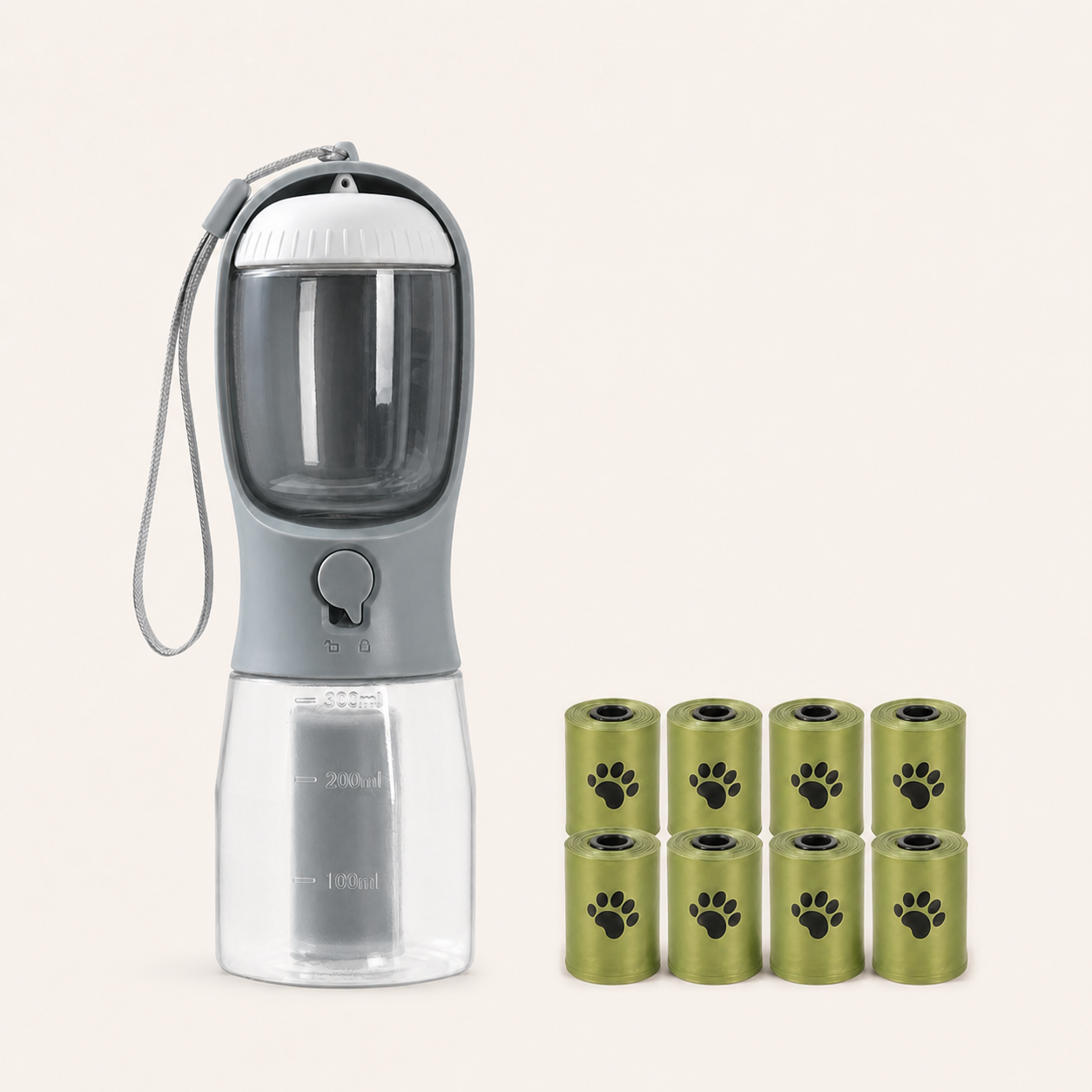 ORELIS 300ml Gray bottle with 8 extra waste-bag rolls