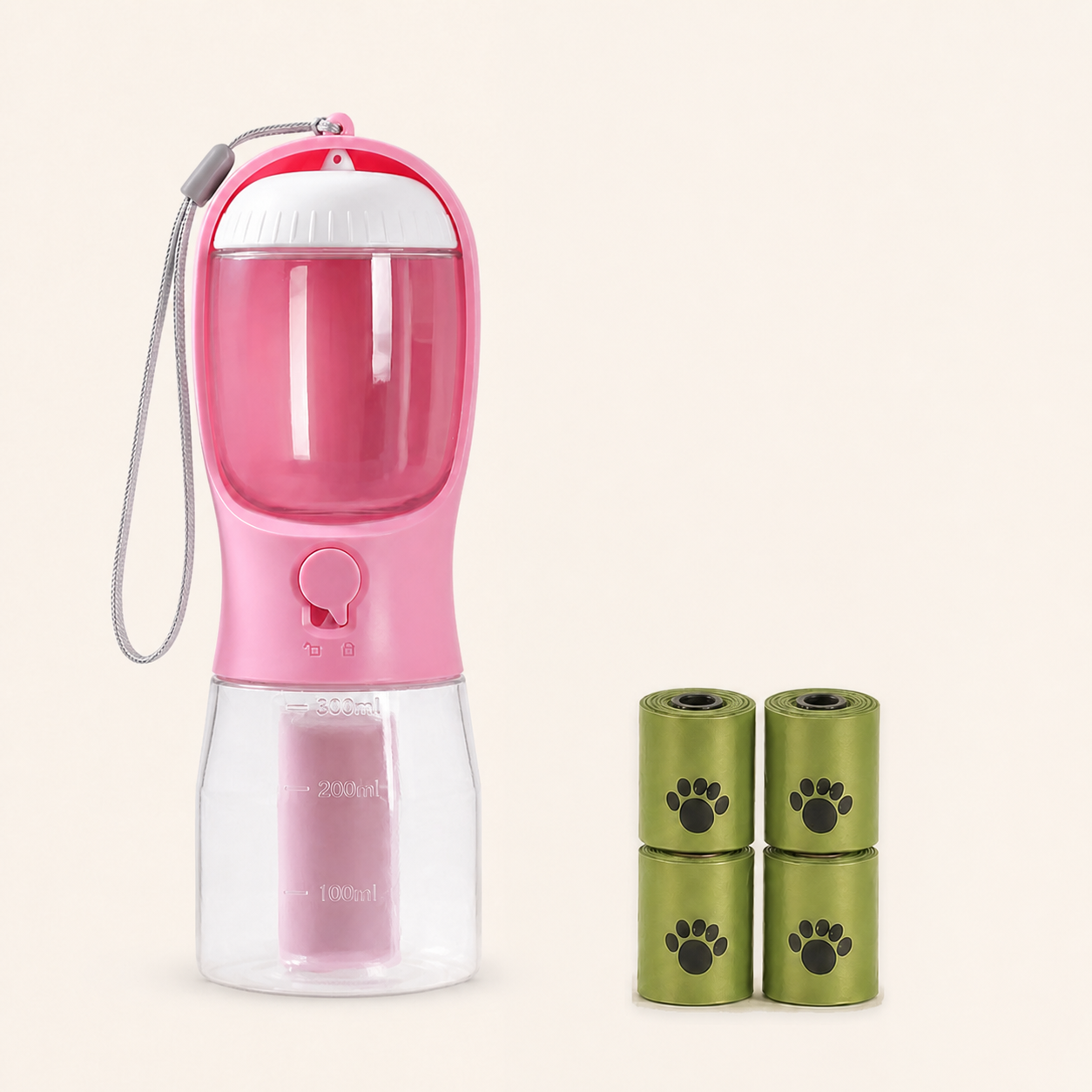 ORELIS 300ml Pink bottle with 4 extra waste-bag rolls