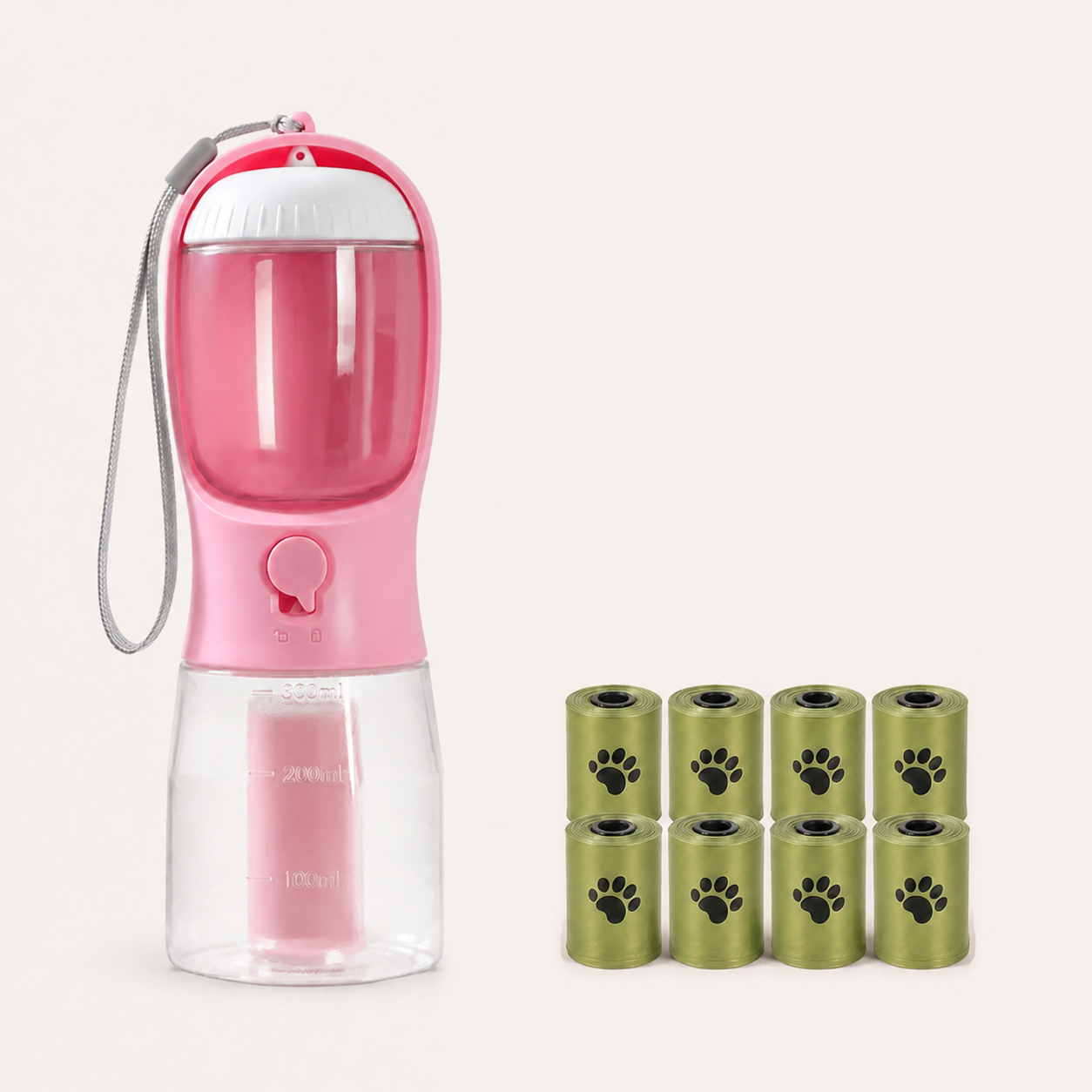 ORELIS 300ml Pink bottle with 8 extra waste-bag rolls