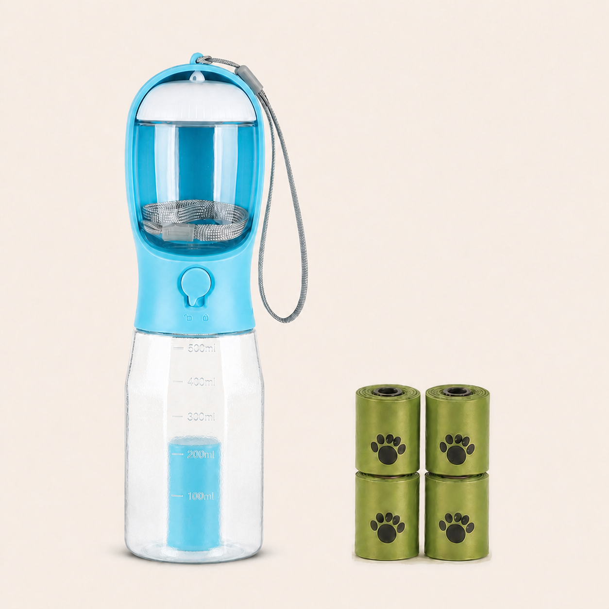 ORELIS 600ml Blue bottle with 4 extra waste-bag rolls