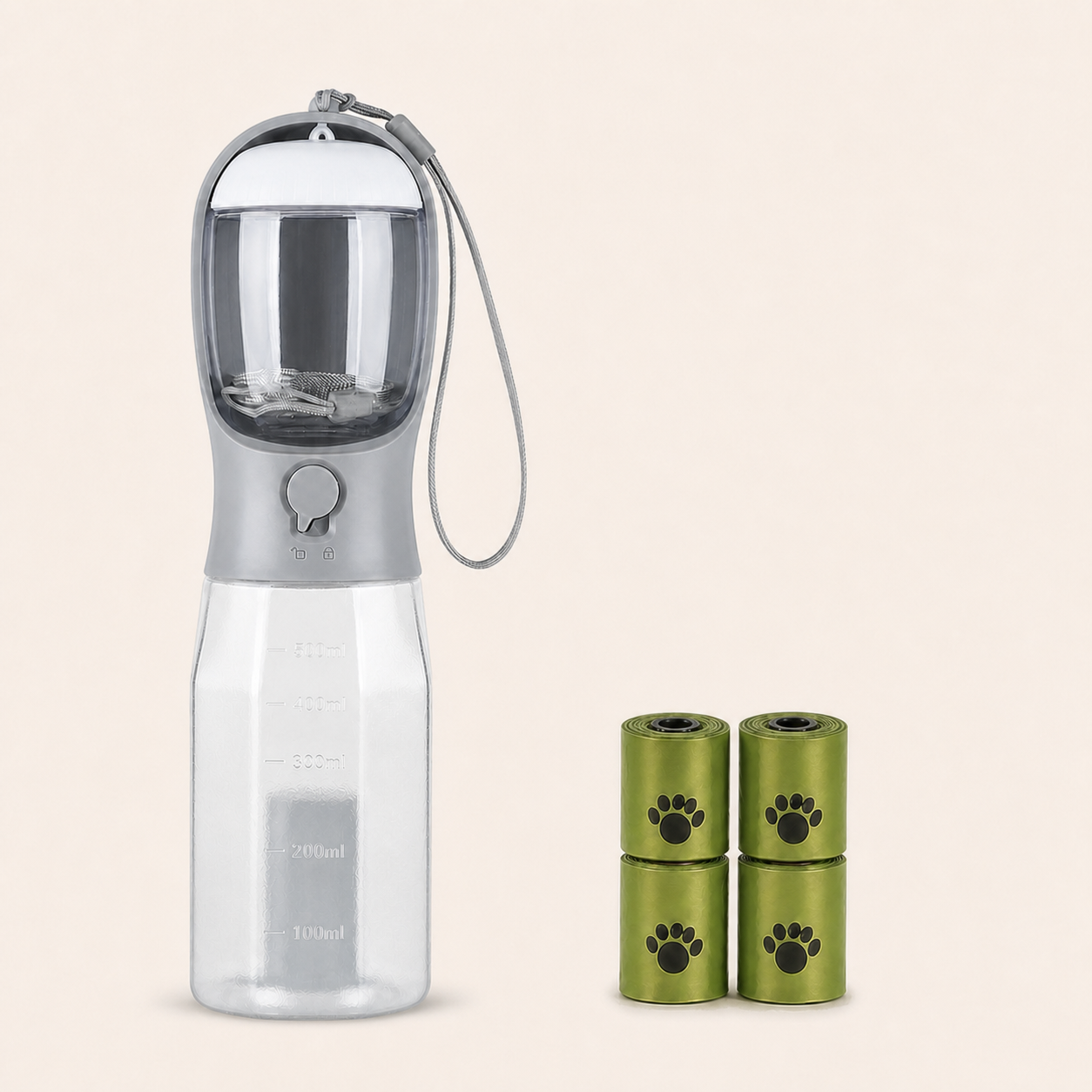 ORELIS 600ml Gray bottle with 4 extra waste-bag rolls