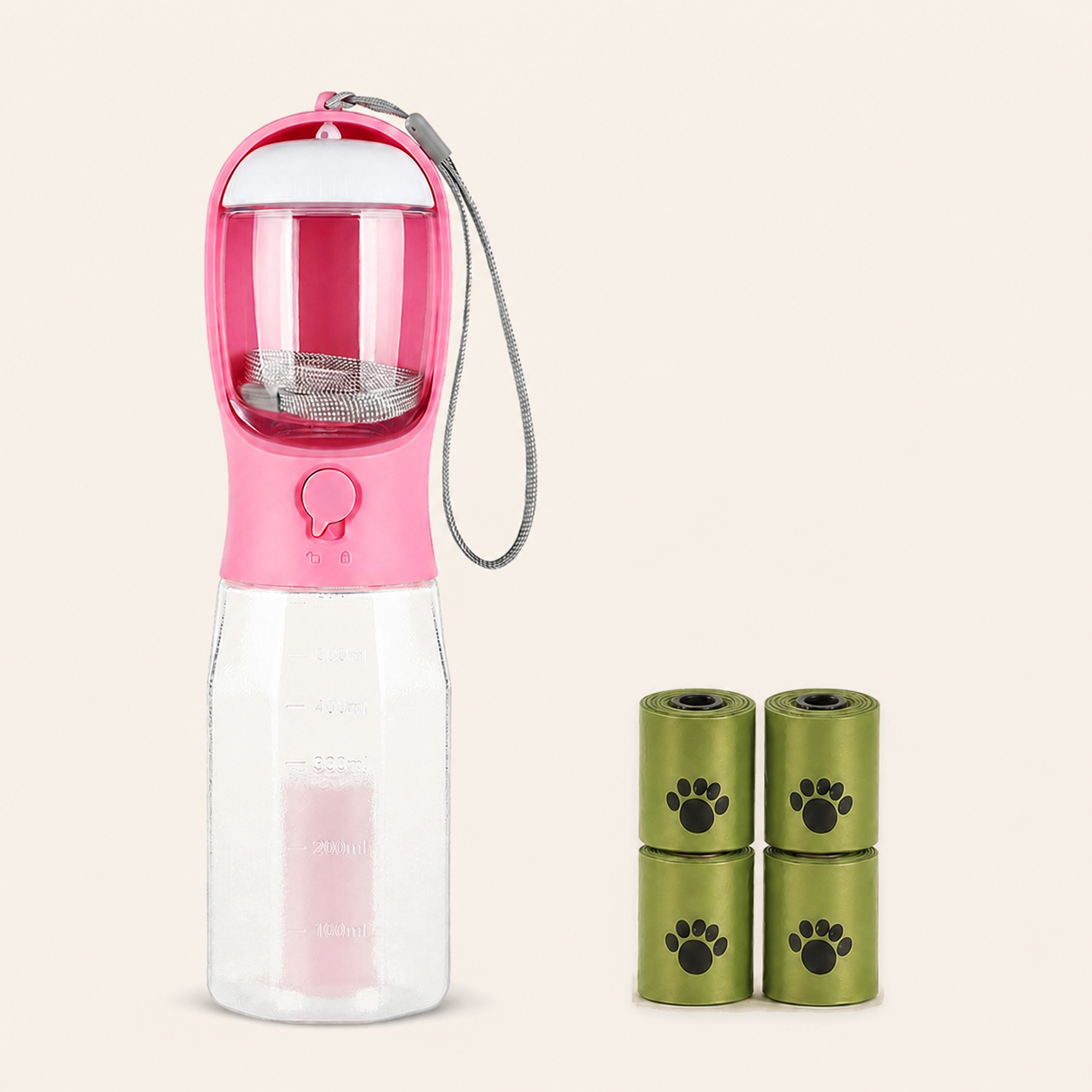 ORELIS 600ml Pink bottle with 4 extra waste-bag rolls