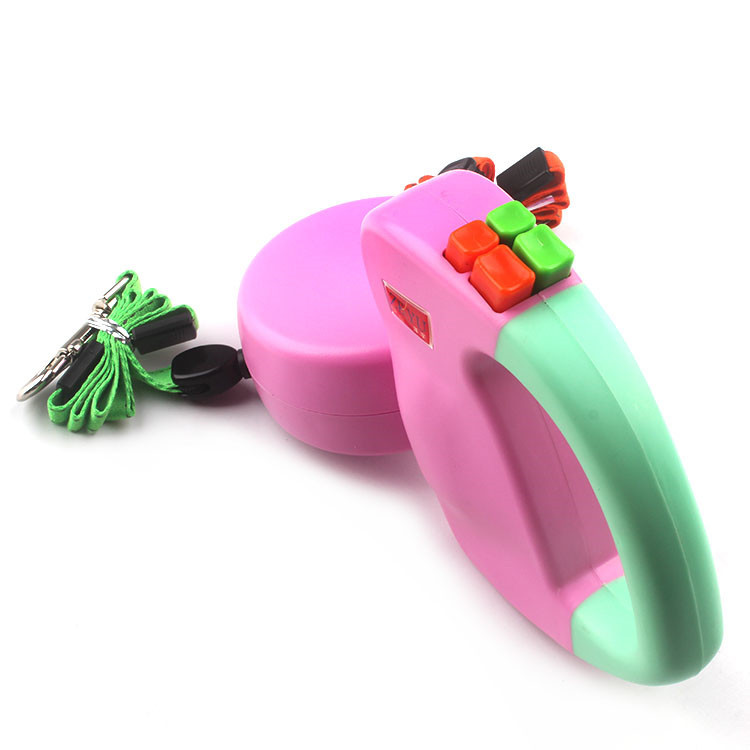 ORELIS dual retractable dog leash in pink and mint